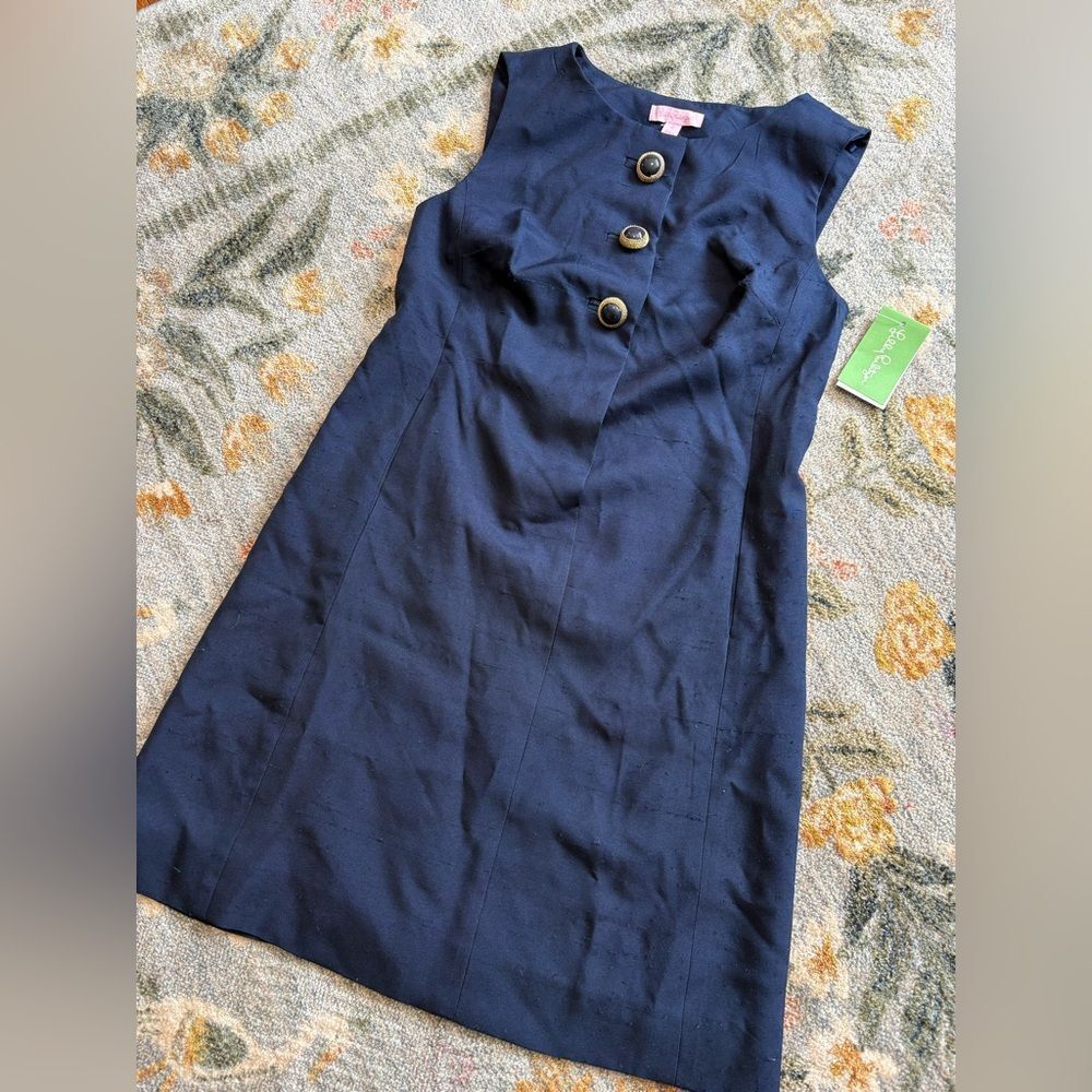 Lilly Pulitzer Kelan Dress Matte Dupioni Navy NWT